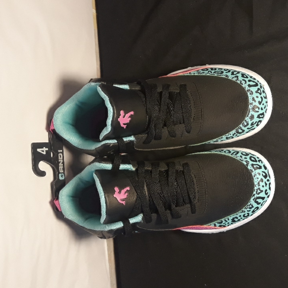 And 1 Size 4 shoes blue, black, and pink